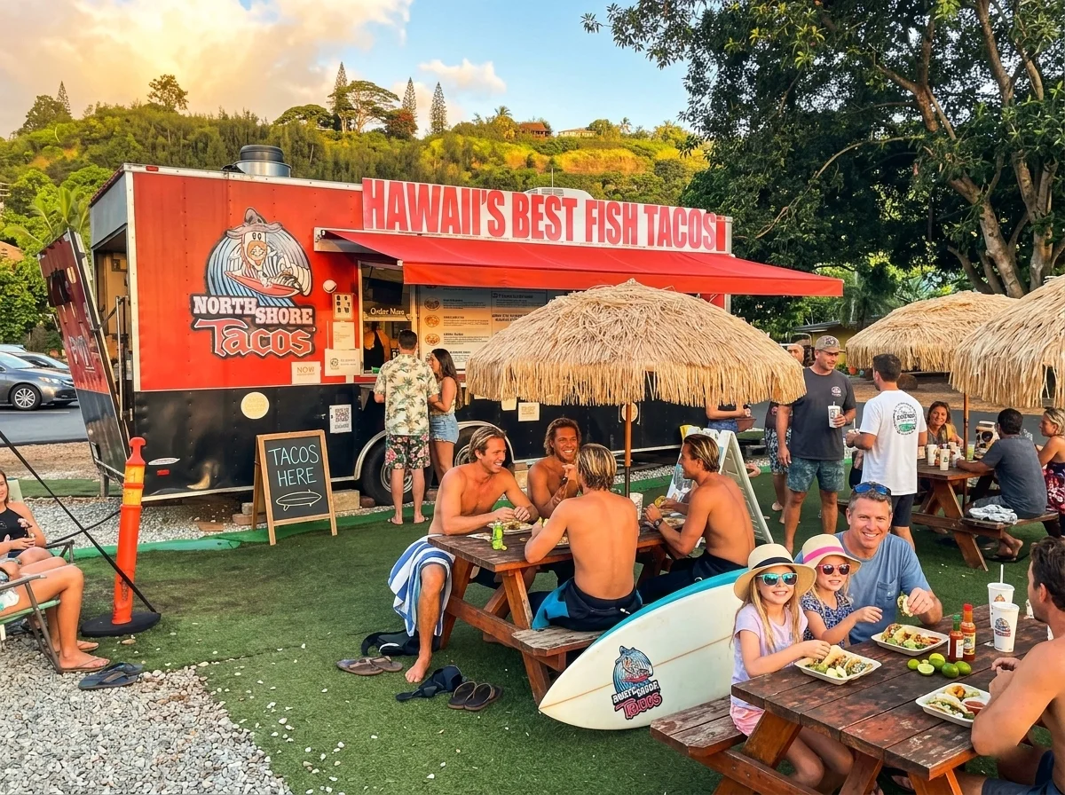 North Shore Tacos food truck at Sharks Cove