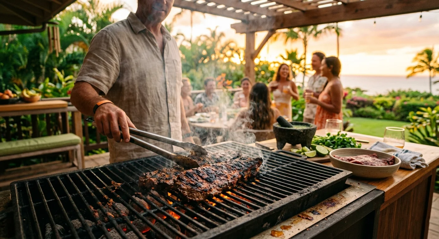 Carne asada searing on a hot grill with visible char marks