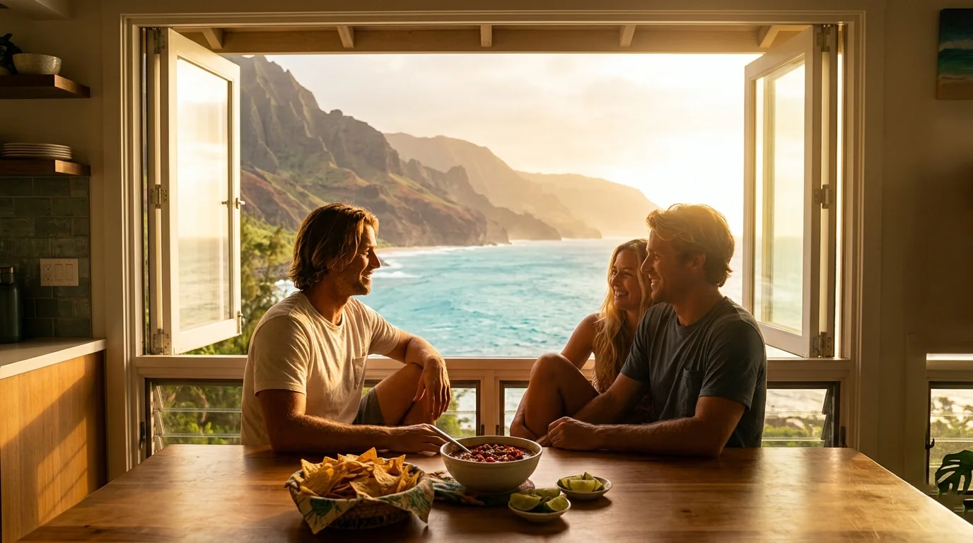 Finished salsa roja in a bowl with tortilla chips and lime wedges on the side