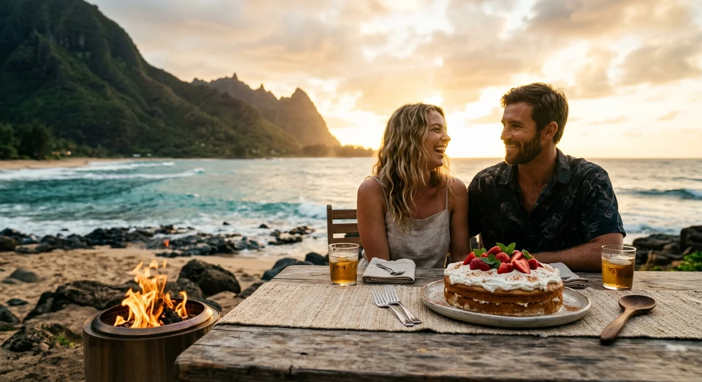 Tres Leches cake topped with whipped cream and fresh strawberries on a serving plate